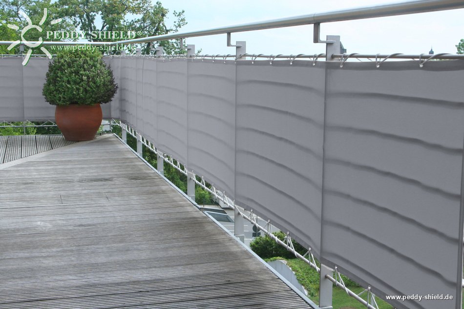 Balkonverkleidung B65 x L500 cm Farbe uni hell silbergrau Sichtschutz