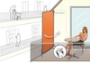 1x Paravent-Rahmen - faltbarer Sichtschutz-Paravent - Farbe Bespannung uni terracotta/orange