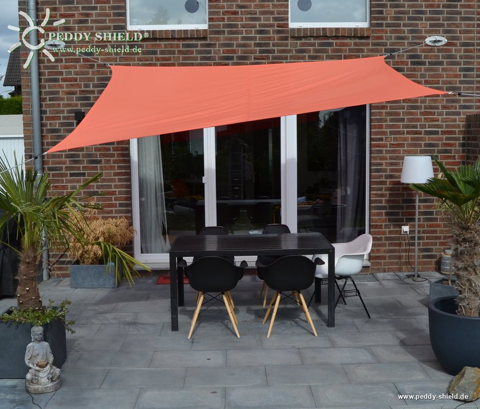 ViereckSonnensegel 2,5 x 3 m Farbe uni terracotta/orange, komplett mit